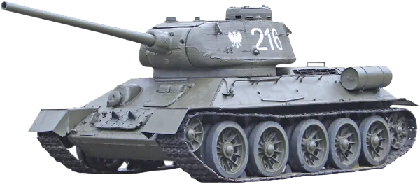 Vintage Military Tank T-34 PNG Transparent Background