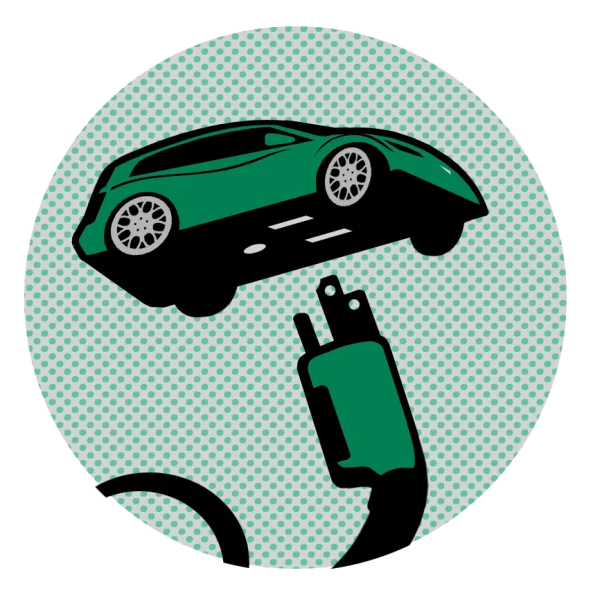 Green Electric Car Charging Icon PNG