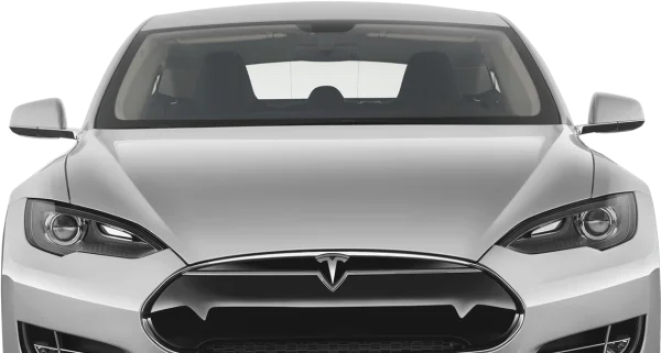 Silver Tesla Model S Front PNG Transparent