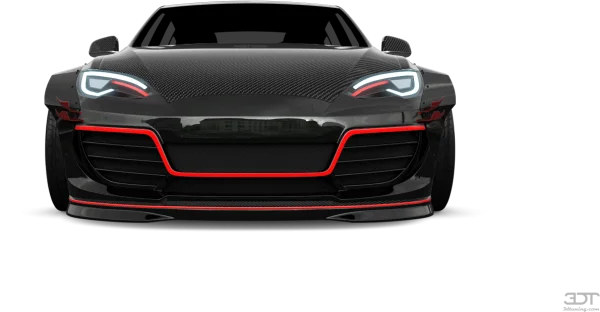 Black Sports Car with Red Accents PNG Transparent Background