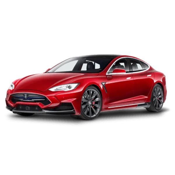 Red Tesla Model S Car PNG Transparent Background