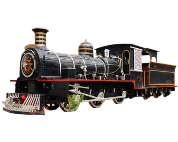 Vintage Black and Gold Steam Locomotive PNG