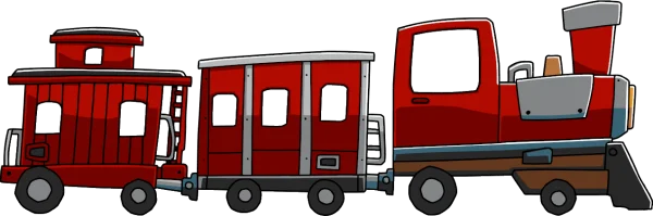 Cartoon Red Train with Wagons PNG Transparent Background