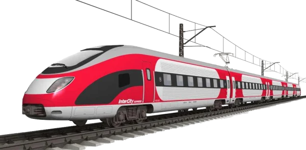 Red InterCity Express Train PNG Transparent Background
