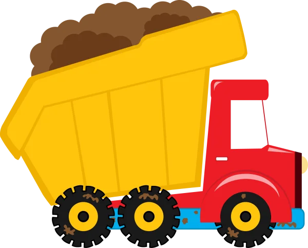 Cartoon Dump Truck with Dirt PNG Transparent Background