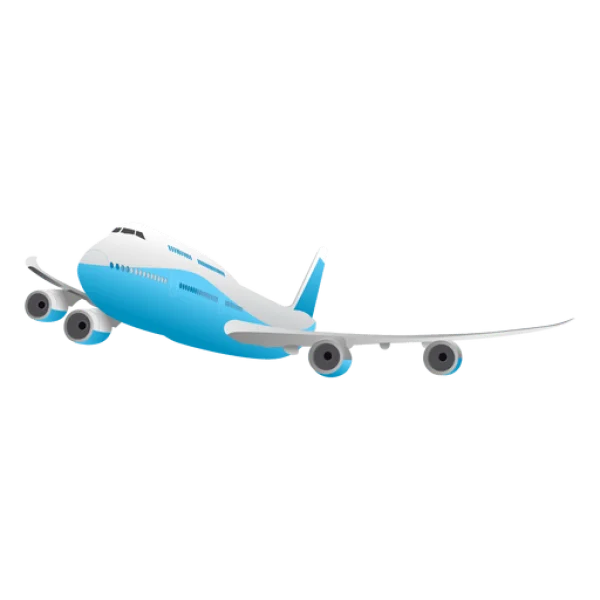Blue and White Passenger Airplane PNG Transparent Background