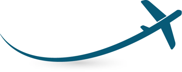 Blue Airplane Flight Path Logo PNG