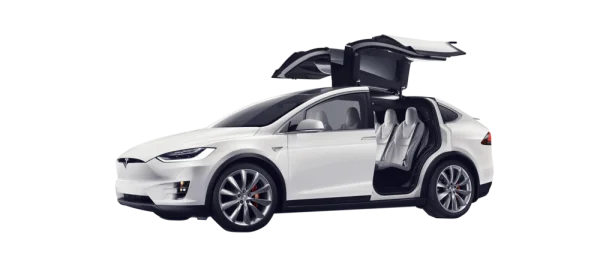 White Tesla Model X PNG with Open Falcon Wing Doors