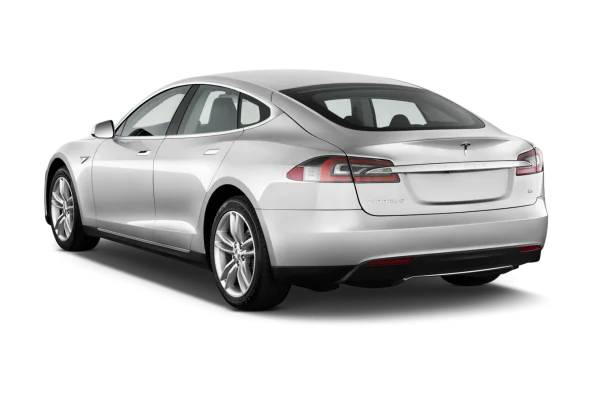 Silver Tesla Model S PNG Transparent Background