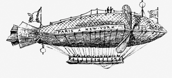 Vintage Airship Dirigible Paris to New York PNG