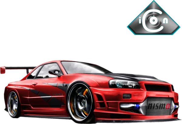 Red JDM Sports Car PNG Transparent Background