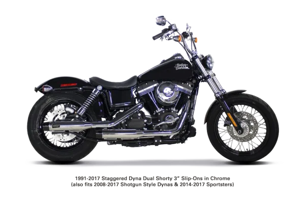 Black Harley-Davidson Dyna Motorcycle with Chrome Exhaust PNG