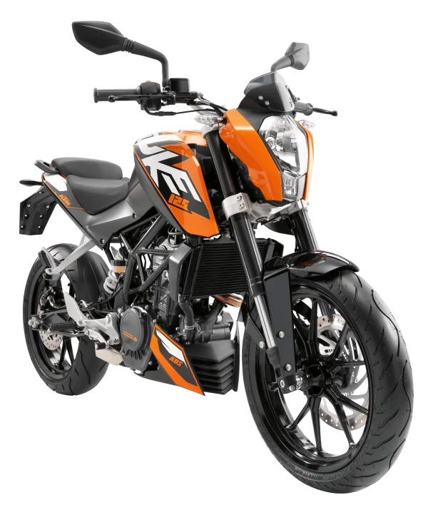 Orange and Black KTM Duke 125 Motorcycle PNG