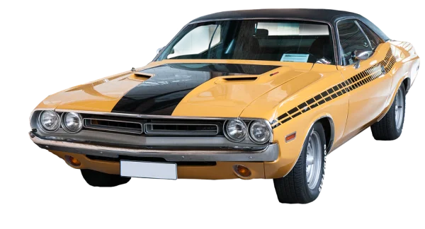 Vintage Yellow Muscle Car PNG Transparent Background