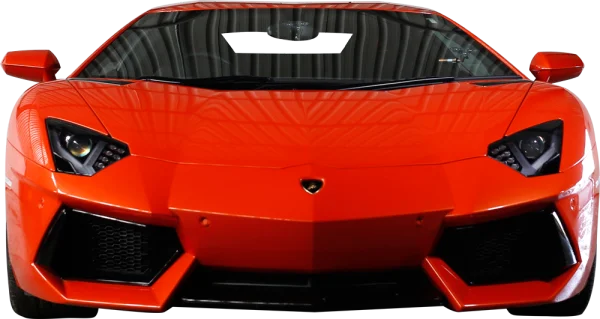Orange Lamborghini Sports Car Front View PNG