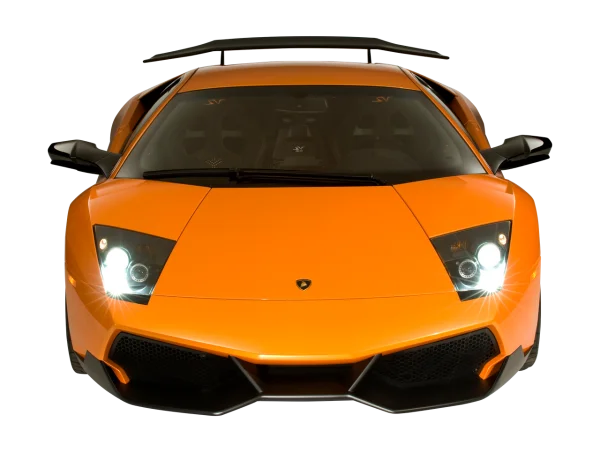 Orange Lamborghini Front View PNG Transparent Background