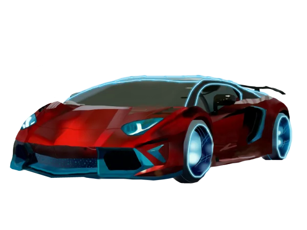 Red Sports Car with Neon Lights PNG Transparent Background