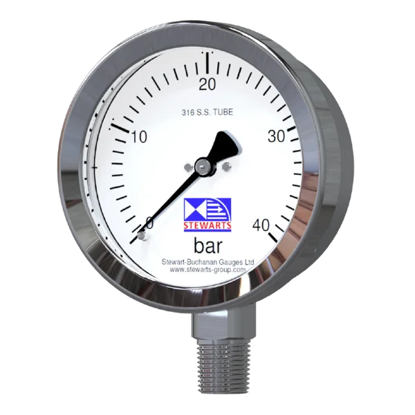 Stainless Steel Pressure Gauge PNG Transparent Background
