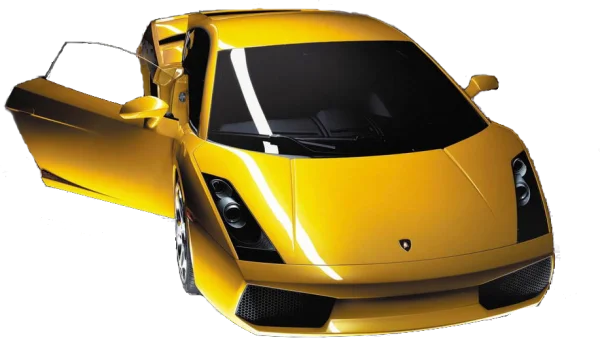 Yellow Lamborghini Sports Car with Open Door PNG