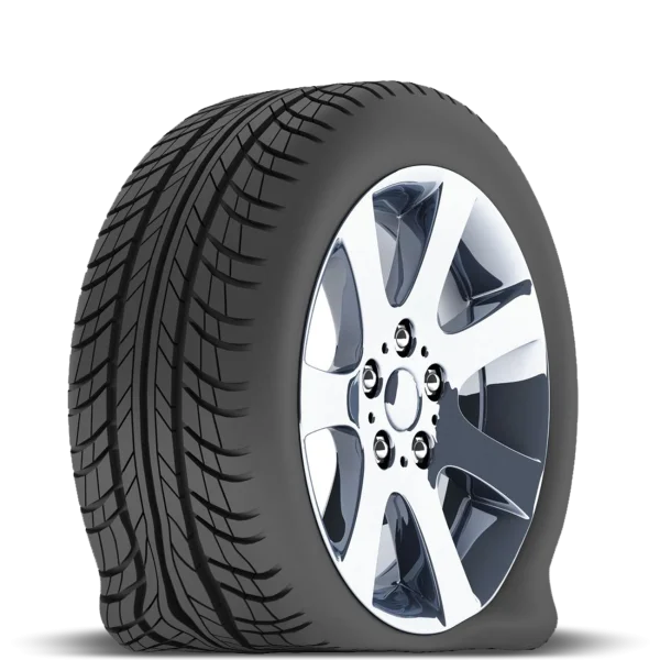 Flat Tire with Chrome Rim PNG Transparent Background