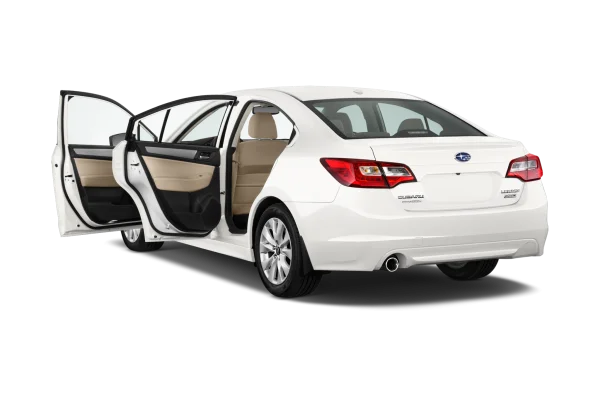White Subaru Legacy Sedan with Open Doors PNG