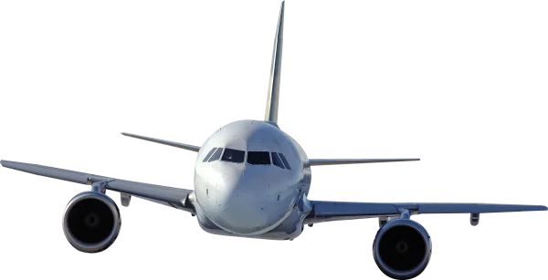 White Airplane Front View PNG Transparent Background