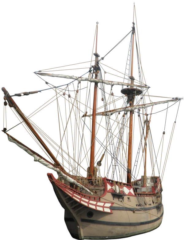 Historic Wooden Sailing Ship PNG Transparent