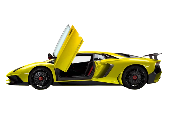 Yellow Lamborghini Aventador with Open Doors PNG