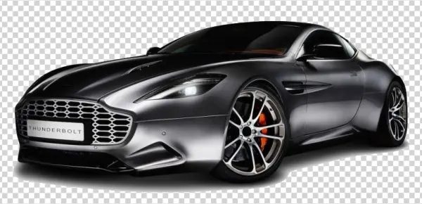 Black Thunderbolt Sports Car PNG Transparent Background