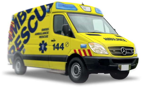 Swiss Ambulance Rescue Van PNG Transparent Background