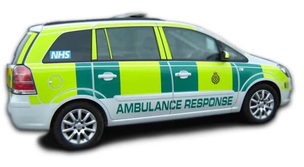 NHS Ambulance Response Vehicle PNG Transparent Background