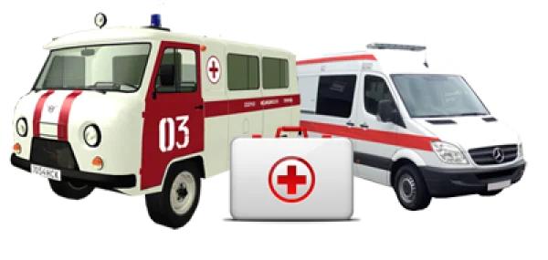 Two Ambulance Vehicles with First Aid Kit PNG