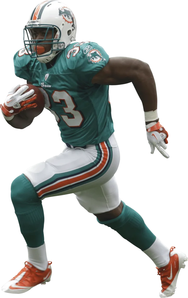 Miami Dolphins Football Player Running with Ball PNG