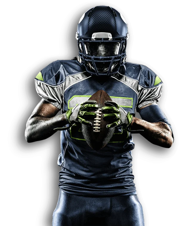 American Football Player with Ball PNG Transparent Background