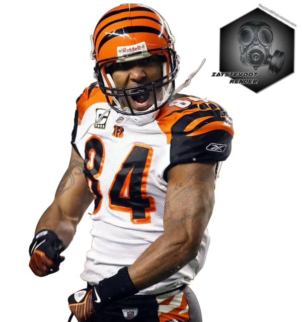 Football Player Roaring in Bengals Uniform PNG