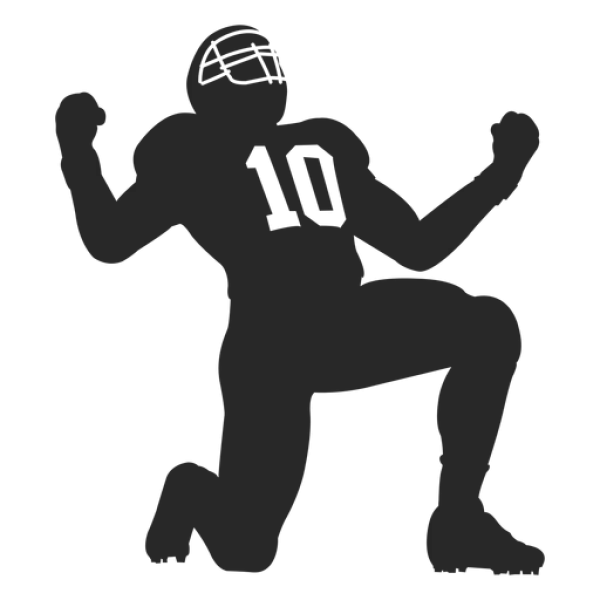 Kneeling Football Player Silhouette Number 10 PNG