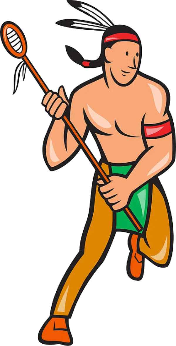 Cartoon Native American Lacrosse Player PNG Transparent