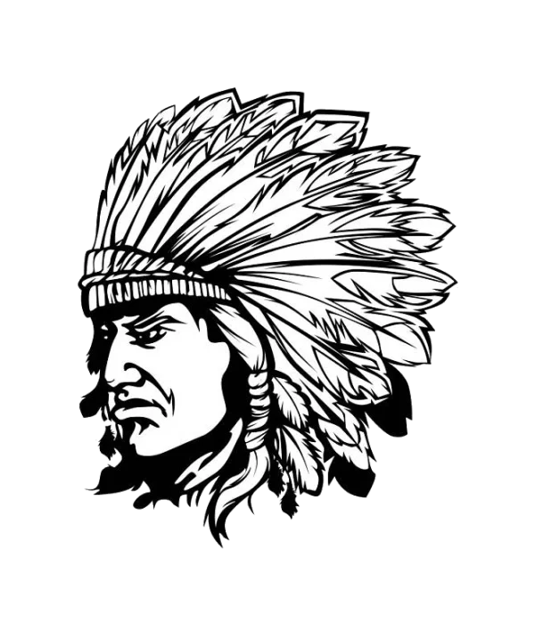 Native American Chief Head with Headdress PNG