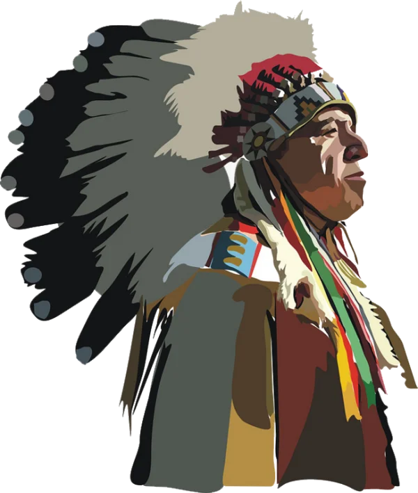 Native American Man with Headdress PNG Transparent