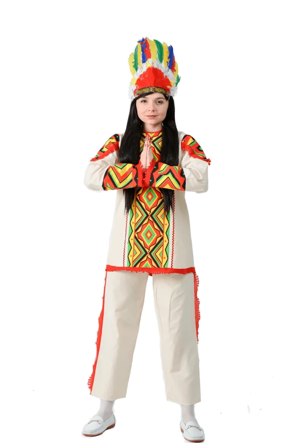 Woman in Native American Inspired Costume PNG
