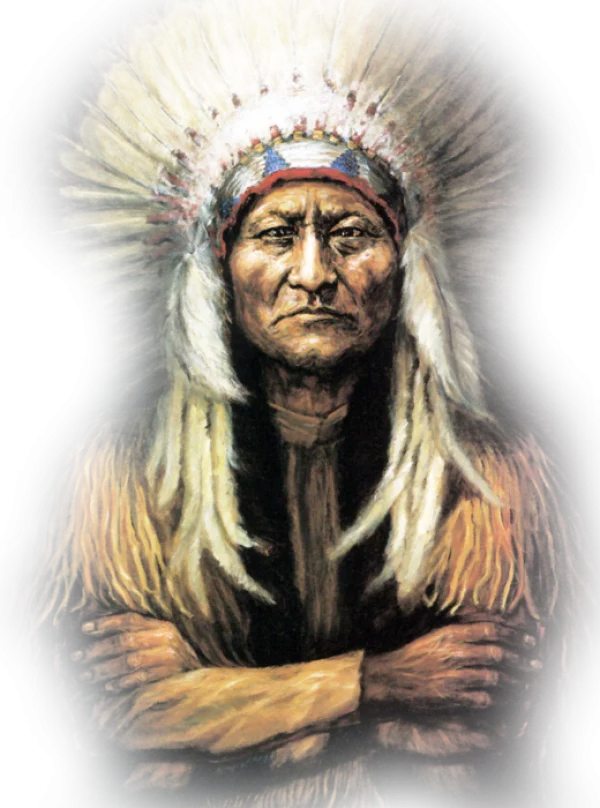 Native American Chief Portrait with Headdress PNG