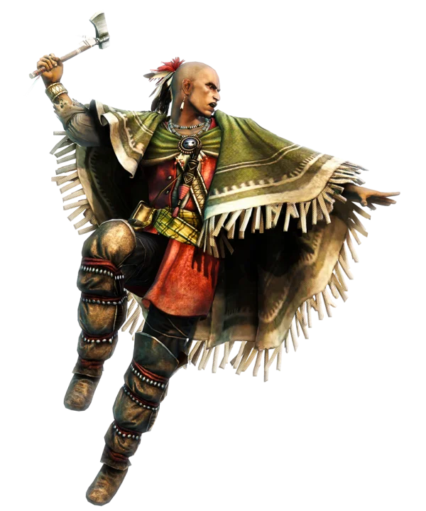 Native American Warrior with Tomahawk PNG