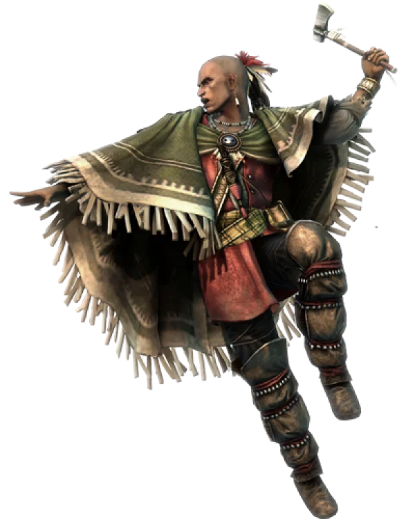 Mohawk Warrior with Tomahawk PNG Transparent Background