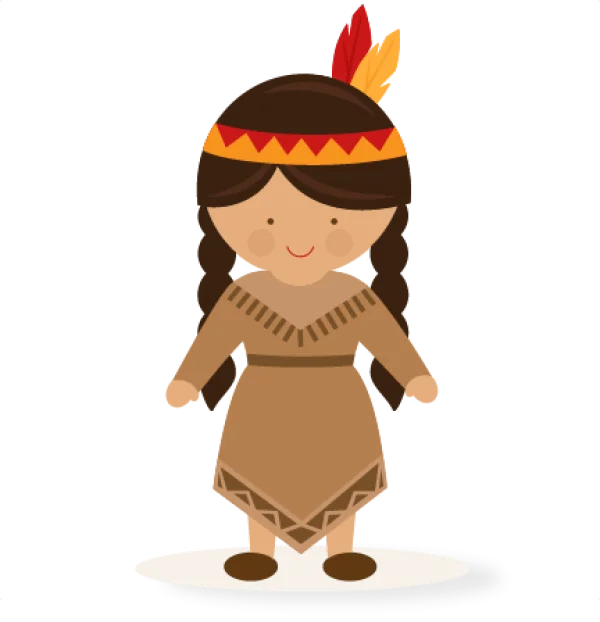 Cute Native American Girl Cartoon PNG