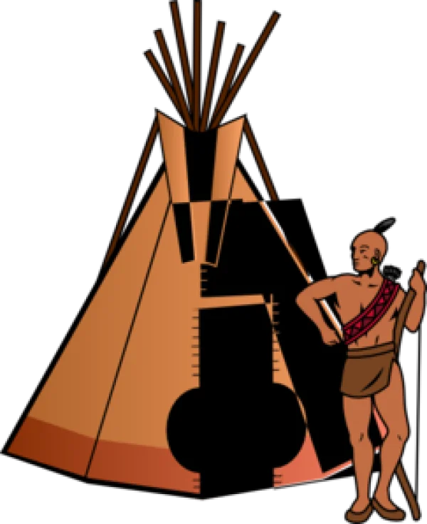 Native American Man and Teepee PNG Transparent