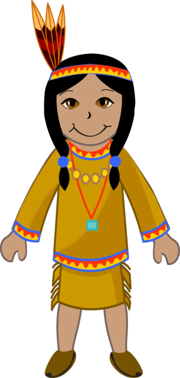 Cartoon Native American Girl PNG Transparent Background