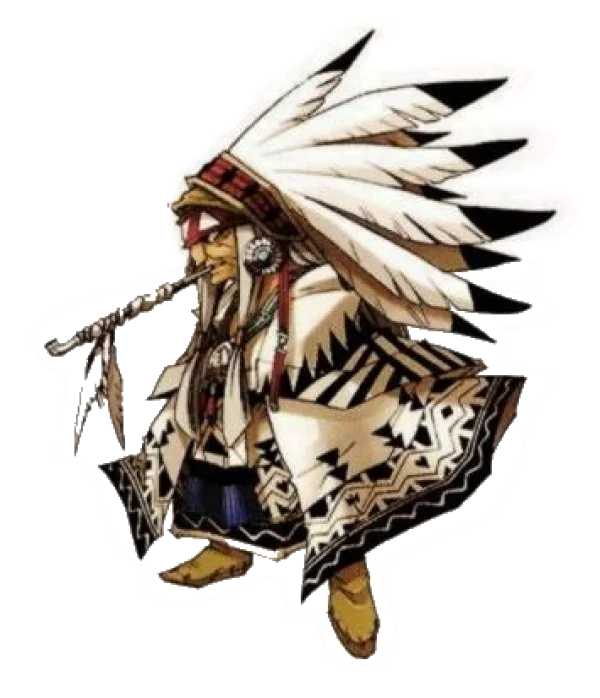 Native American Chief with Feather Headdress PNG