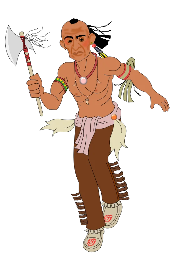 Native American Warrior with Axe PNG Transparent