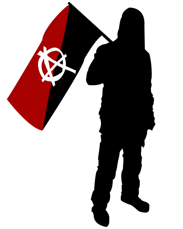 Anarchy Symbol with Red Flag PNG Transparent Background