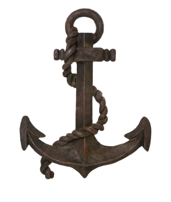 Rusty Anchor with Rope PNG Transparent Background